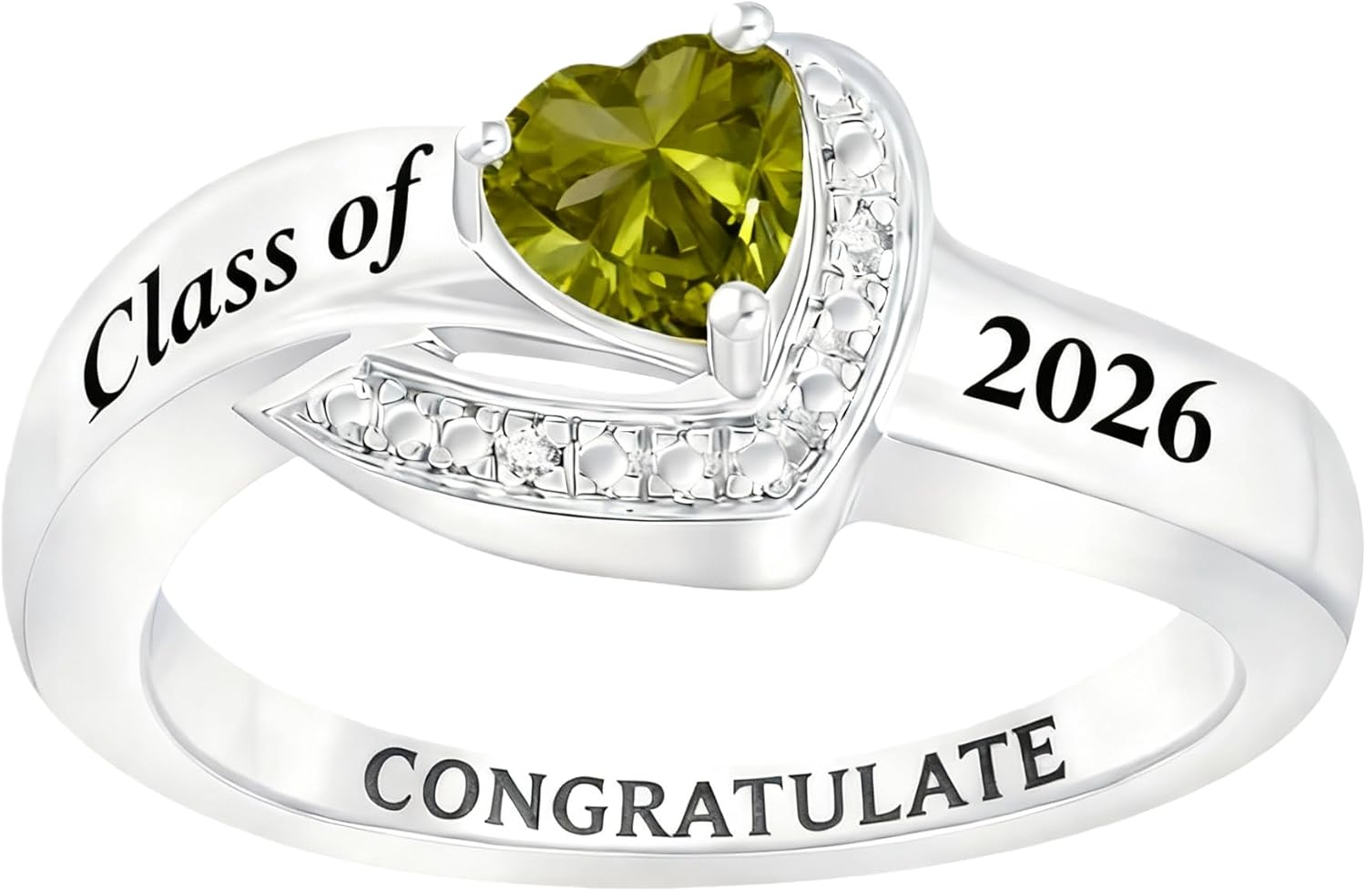 Class Rings for Women High School and College Graduates, 925 Sterling Silver Graduation Ring Personalized, High School Ring for Women 2026, Birthstone Women's Class Rings