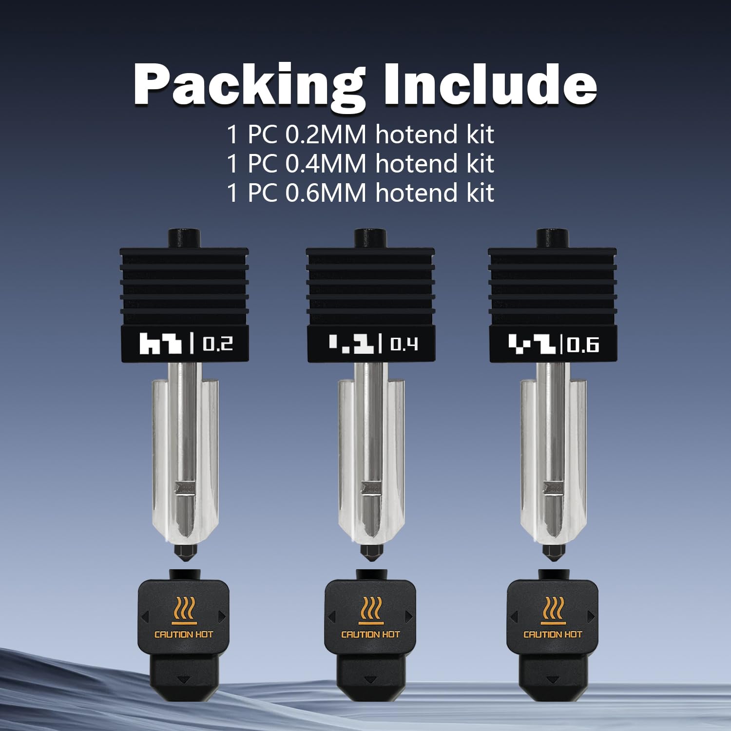 3PK 0,2 mm 0,4 mm 0,6 mm P2S Hotend per H2S/H2D/H2C/A1/A1 Mini Hotend ugello temprato estrusore a sgancio rapido con attacco in silicone 3PK, testina di ricambio per stampante 3D Bambu Lab
