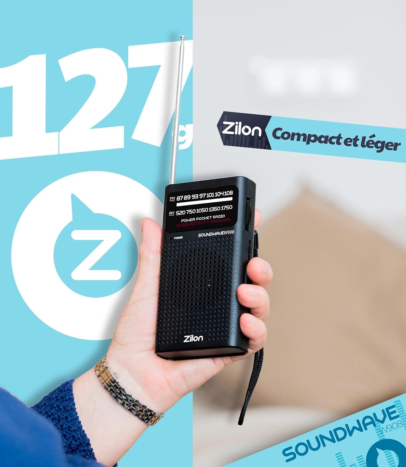 Radio à Piles Portable Petite Analogique Transistor FM Entrée pour Écouteurs Kit d’Urgence Excellente Réception Petit Poche Utilisation Simple Personnes Âgées Chiffres AA (Noire)