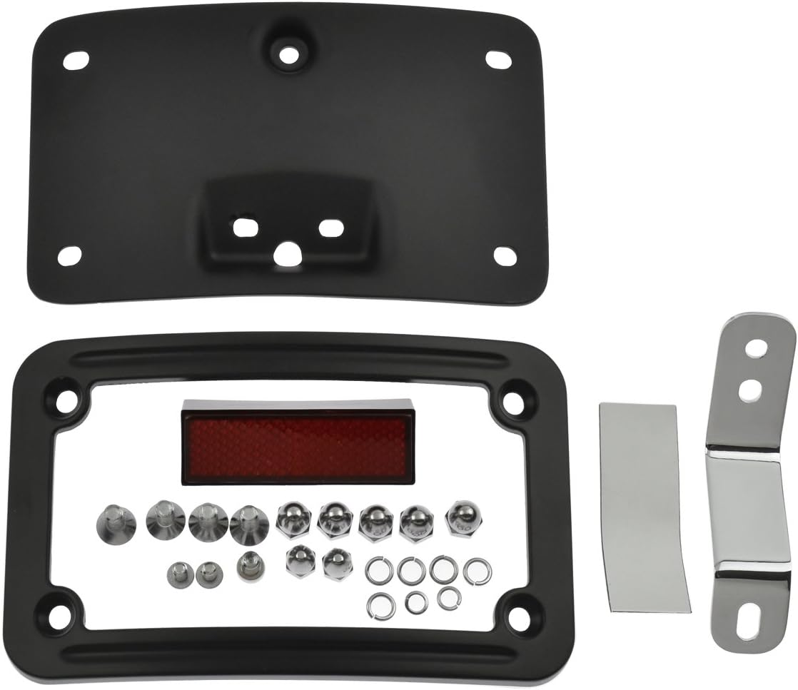 HDBUBALUS Curved License Plate Mount Bracket Fit for Harley FLSTSC Heritage Springer FLSTN Softail Deluxe Black