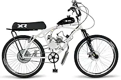 Bicicleta Motorizada 80cc Aro 26 Modelo Caiçara com Kit Banco XR, Suspensão Dianteira, Freio a Disco, Motor 2 Tempos, Completa