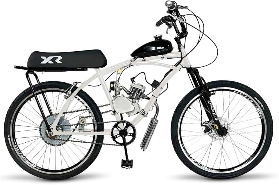 Bicicleta Motorizada 80cc Aro 26 Modelo Caiçara com Kit Banco XR, Suspensão Dianteira, Freio a Disco, Motor 2 Tempos, Completa