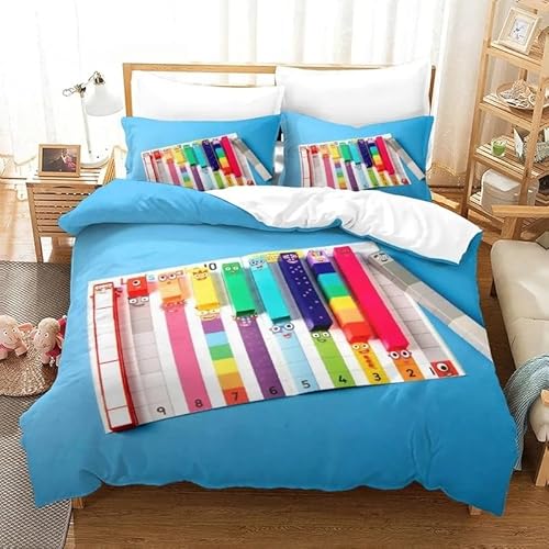 YINGD Cartoon Number-Blocks Bedding Set Duvet Cover Bed Set Quilt Cover Pillowcase Comfortable king Queen Size Boys Adult