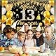 Deko 13. Geburtstag Banner Junge - 31 Stück Offizielle Teenager Geburtstagsdeko Schwarz Gold, Happy Birthday Extra Große Stoff Hintergrund Dekoration für 13 Jahr Party 110 x 180 cm