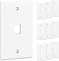 Vista 11 de [UL Listed] Cable Matters - Juego de 10 placas de pared de perfil bajo de 4 puertos Keystone, placa de pared RJ45 para tomas Keystone en blanco