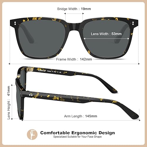 Miniatura 5 de Carfia Chic - Lentes de sol polarizados para mujer, protección UV400, marco de acetato pulido a mano