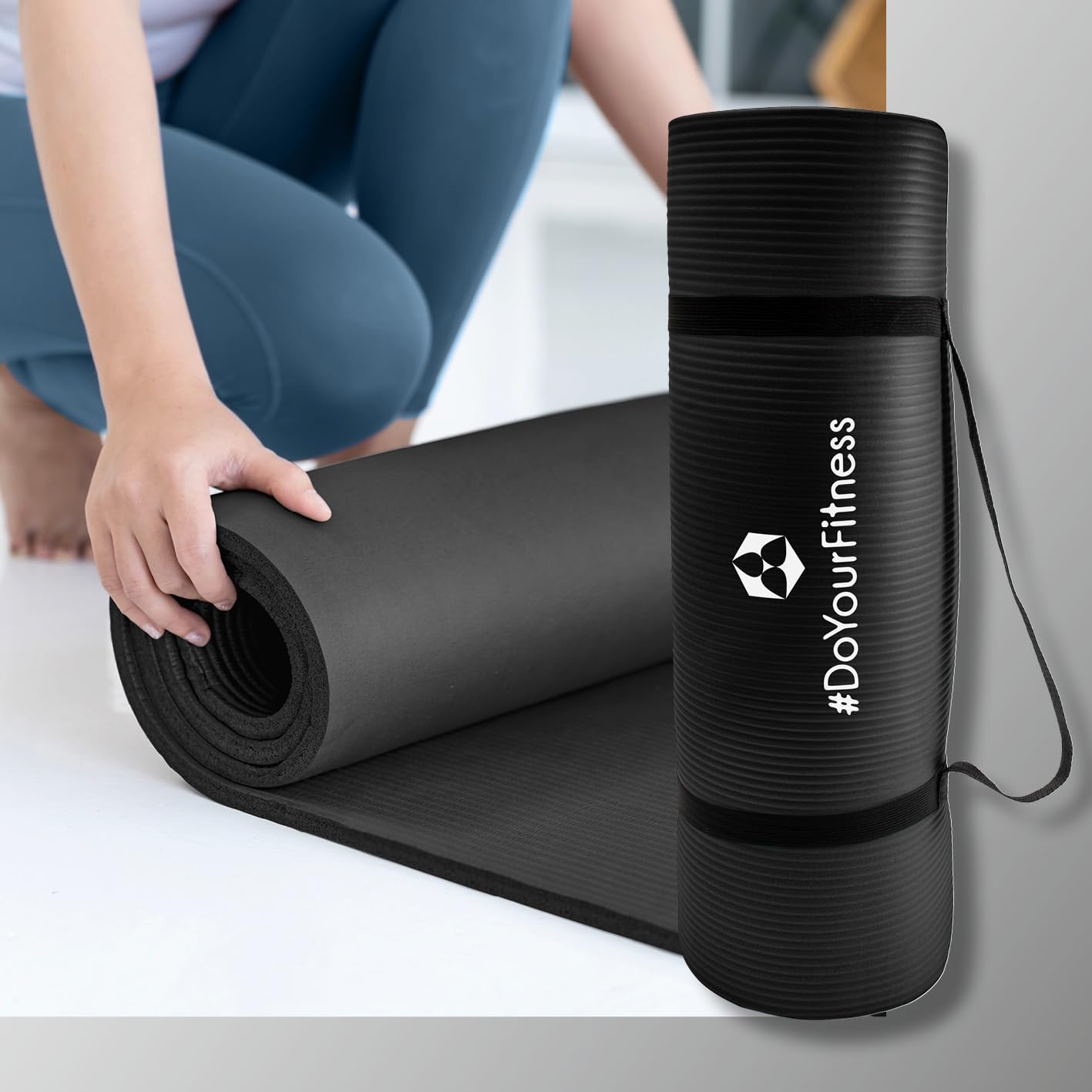 #DoYourFitness® Esterilla de fitness y yoga antideslizante | Para principiantes y avanzados | Grosor de 0,8cm a 2cm | Esterilla de gimnasia que no daña las articulaciones 183cm x 61cm o XXL 190cm x 100cm