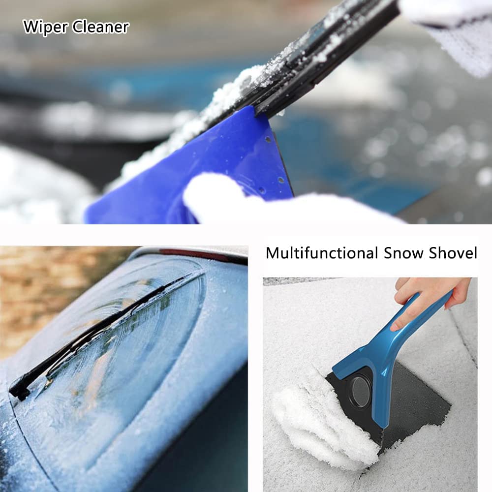 Raschiaghiaccio per Auto Spazzola da Neve Estensibile con Scivolo per Neve e Design scalabile, Angolo Regolabile a 180° della Testa della Spazzola