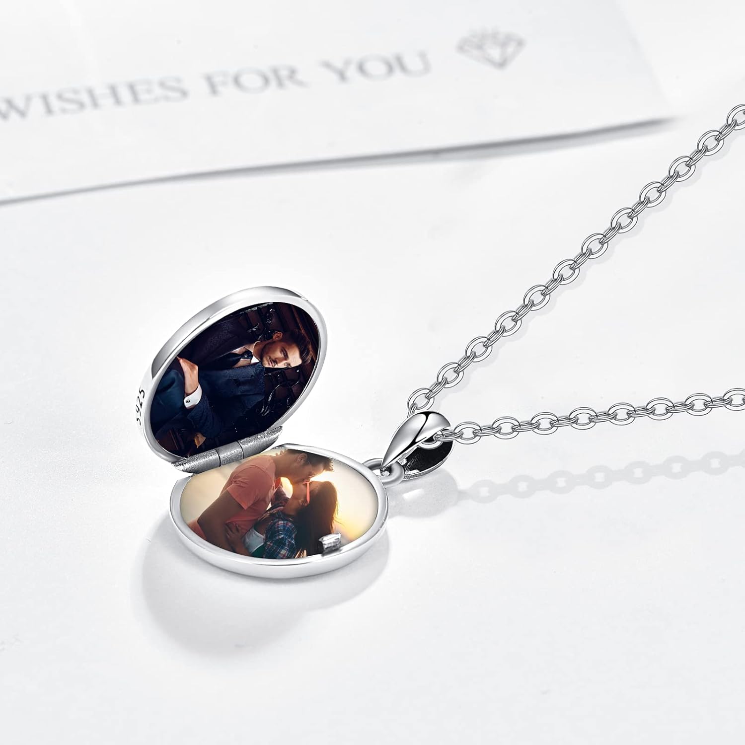 OHAYOO Opal Star Locket Necklace 925 Sterling Silver Locket for Women That Hold Pictures Jewelry Gifts for Women - Image 3