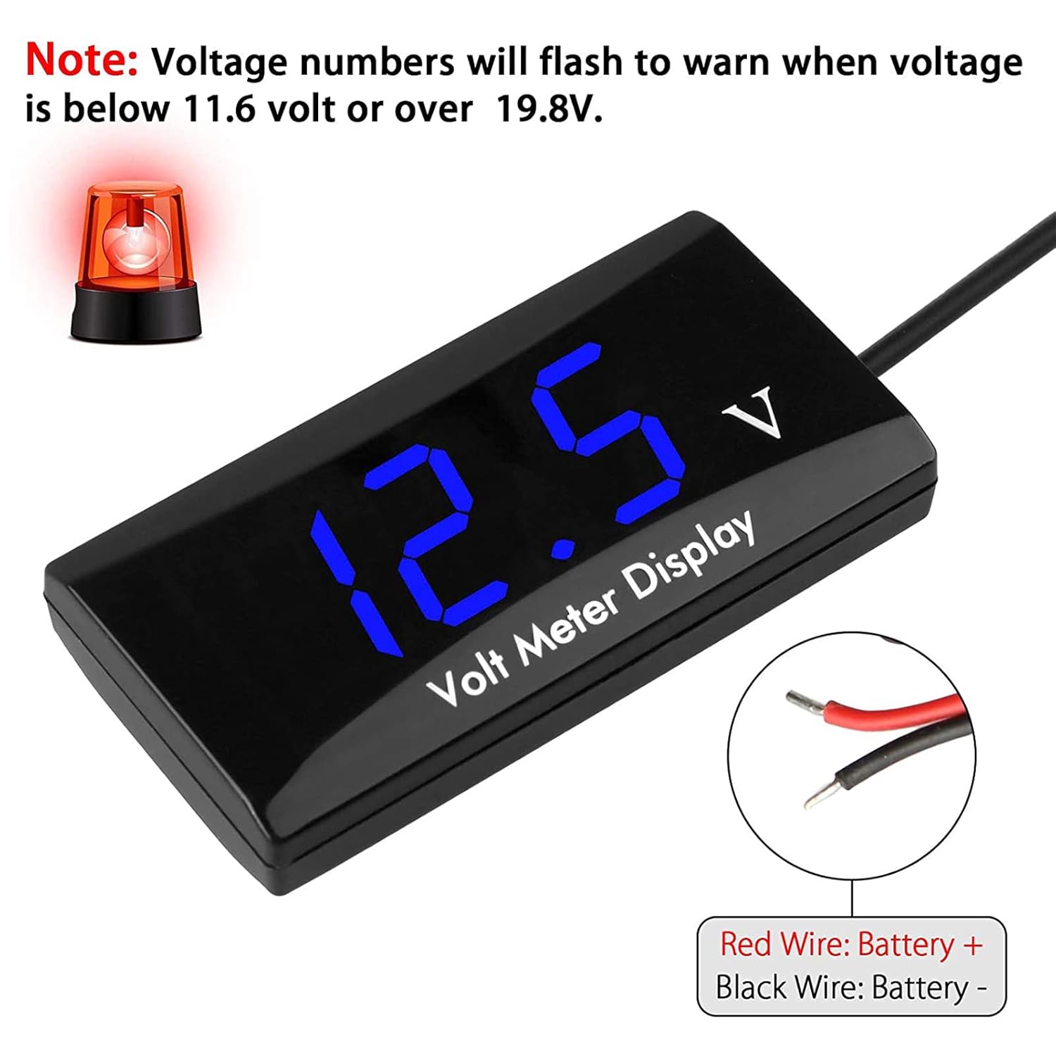 ANKI HAPPIGO Car Digital Voltage Gauge LED Display Voltmeter DC 12V Volt Meter for Car Motorcycle Battery Voltage Monitor