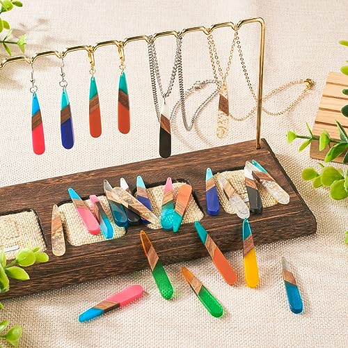 Boutigem 20Pcs Teardrop Resin Wood Charm Long Drop Resin Wood Earring Pendant Natural Wood Dangle Charm for Jewelry Making DIY Crafts - Image 2