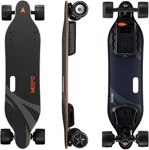MEEPO V3S ER - Monopatín eléctrico con control remoto de 20 Mlies de largo alcance, velocidad máxima de 29 Mph, motores duales de alta potencia de