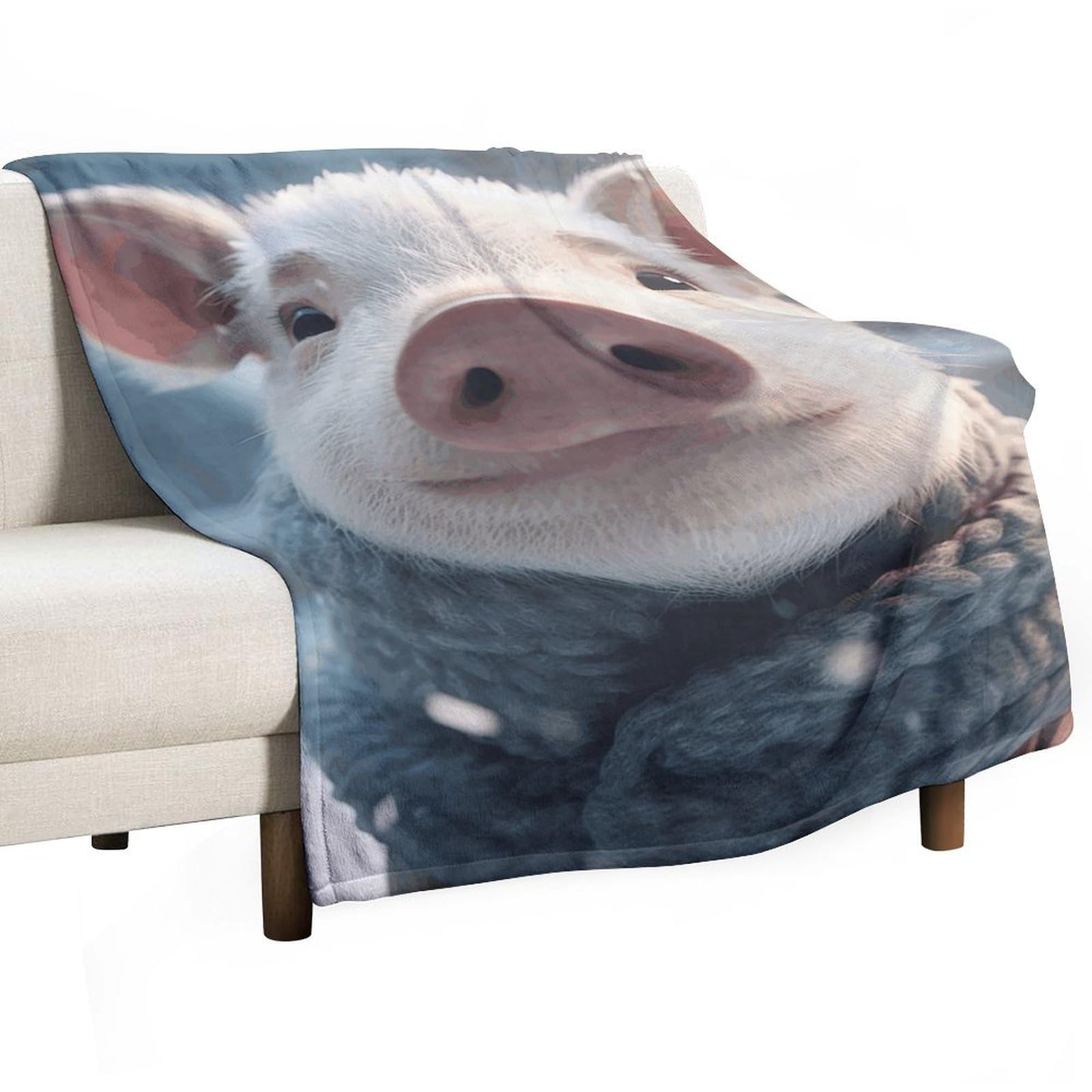 Couverture polaire lit toutes saisons, plaid doux imprimé cochon