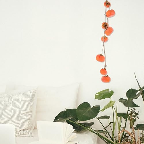 Miniatura 8 de HOMSFOU 1 Pcs Artificial Persimmon-Shaped Decoration, Orange Faux Fruit Decor for Home, Office, and Party, 28.14 Inch Hanging Ornament with Rope
