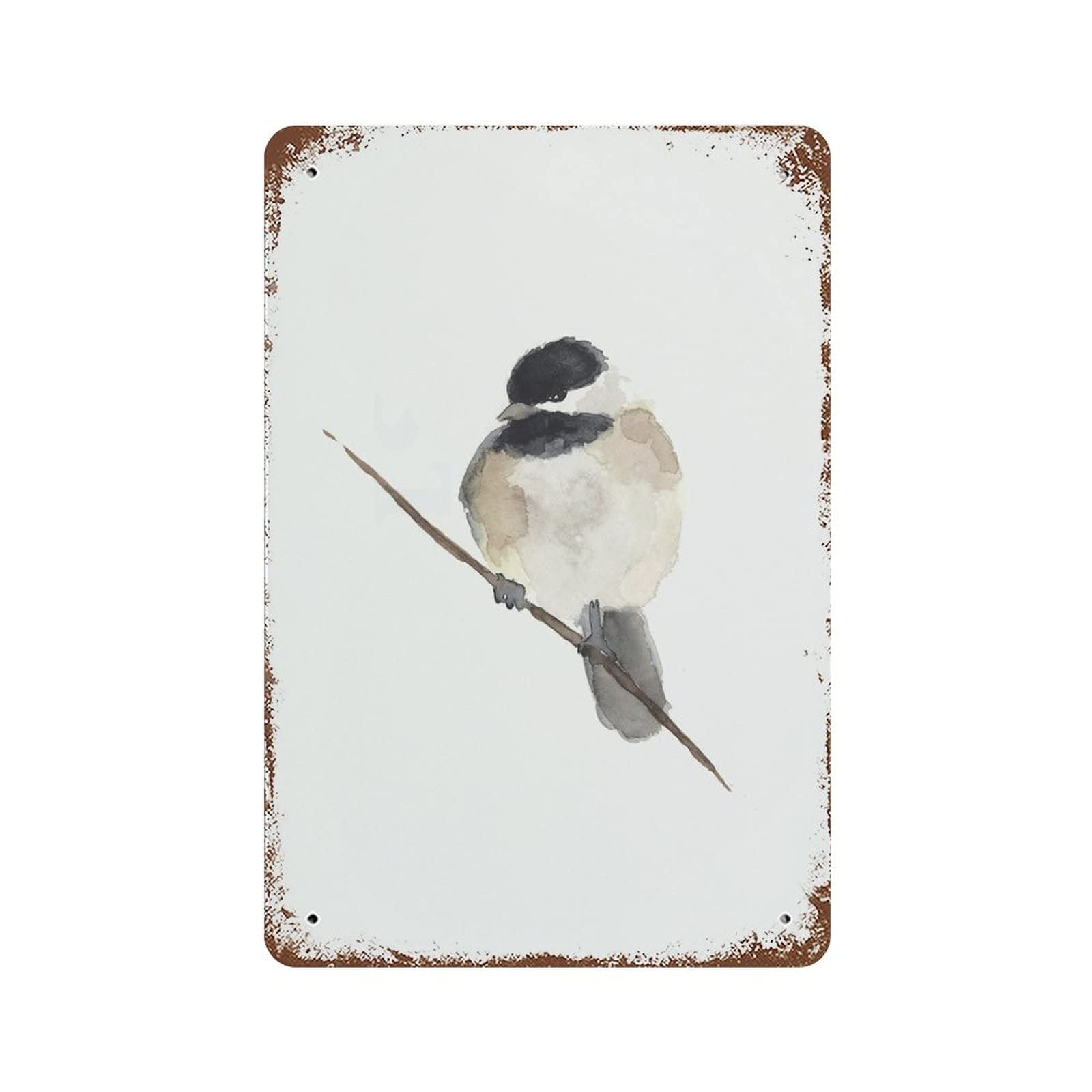Kwqdozf As Pic Vintage Metal Tin Sign Chickadee Bird Wall Art For Home Kitchen, 8X12 Inch
