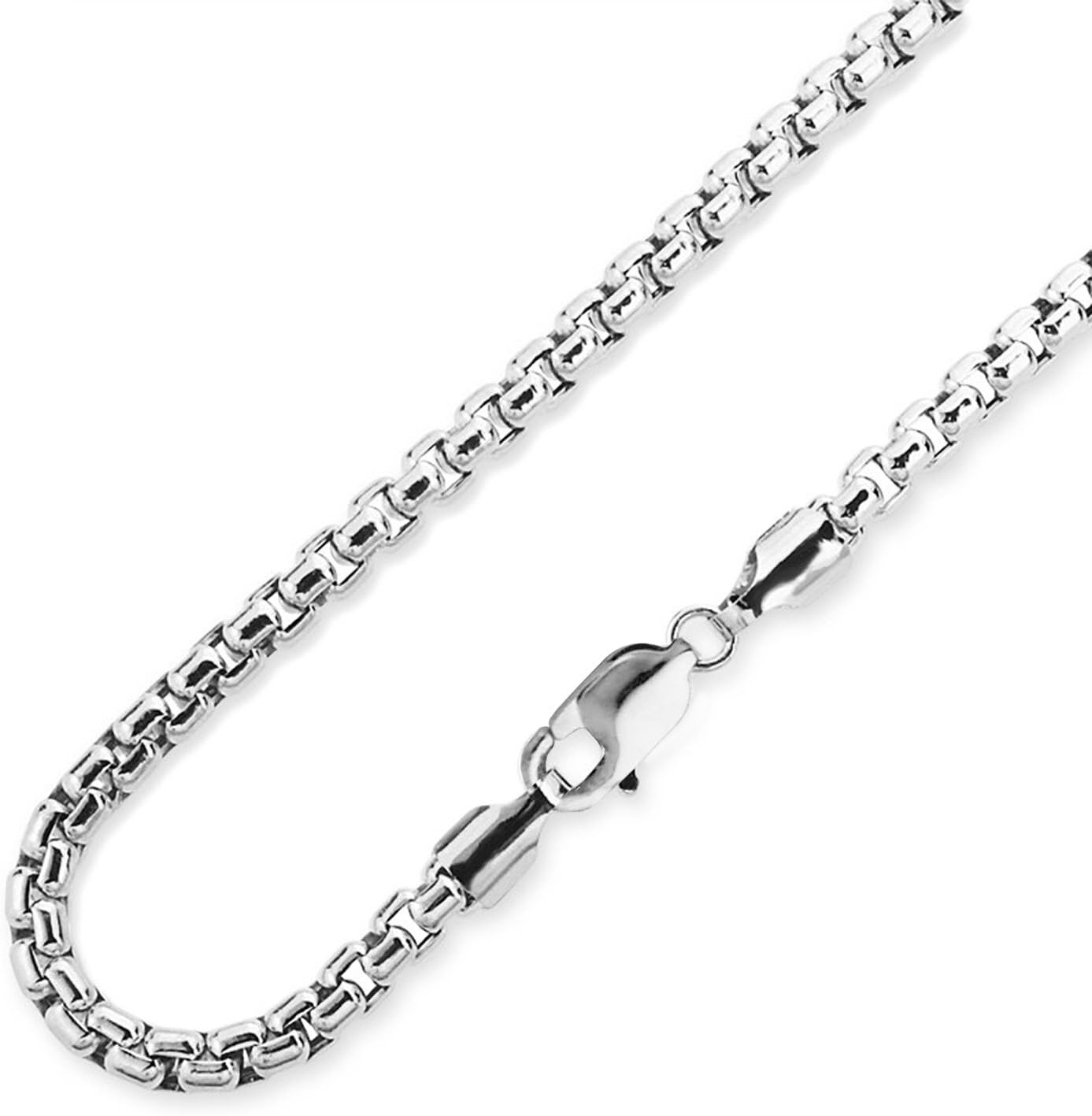 Men's Sterling Silver 925 Hollow Round Box Nickel Free Chain Necklace Made In Italy - 5MM, 22"