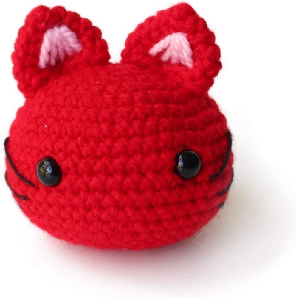 Handmade Crochet Amigurumi Kitty Cat Stress Ball by Geekirumi! | Squeeze Toy Figurine for Anxiety Relief, Fidget Therapy, Office Desk Decor, and Calming Gifts, Emotional Support Plushie