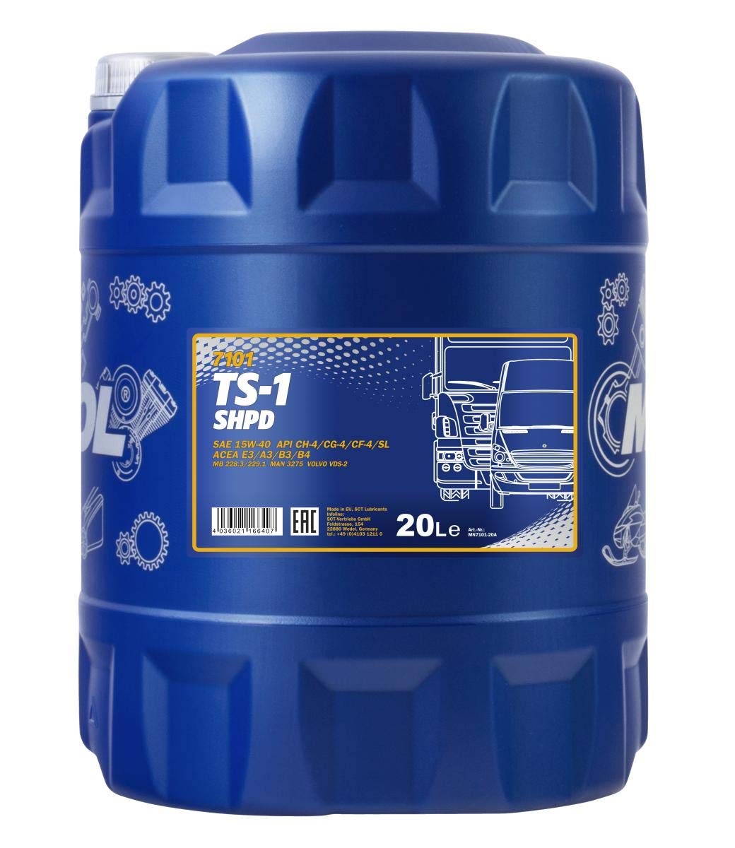 MANNOL Motorenöl 15W-40 TS-1 SHPD Motoröl 20L für Traktor/Schlepper/Bus + Auslaufhahn