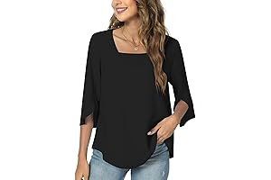 Taohuadao 2024 Women's Summer Casual Square Neck Loose Tunic Top