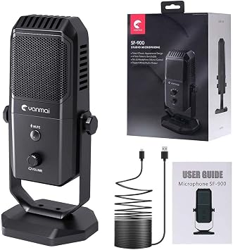 Coverzone Yanmai Professional USB Condenser Microphone   4 Way Directive, 20Hz-20KHz Frequency, Headphone Output, One Key Mute, Sound Adjustment, 15mm Stand Compatible SF-900