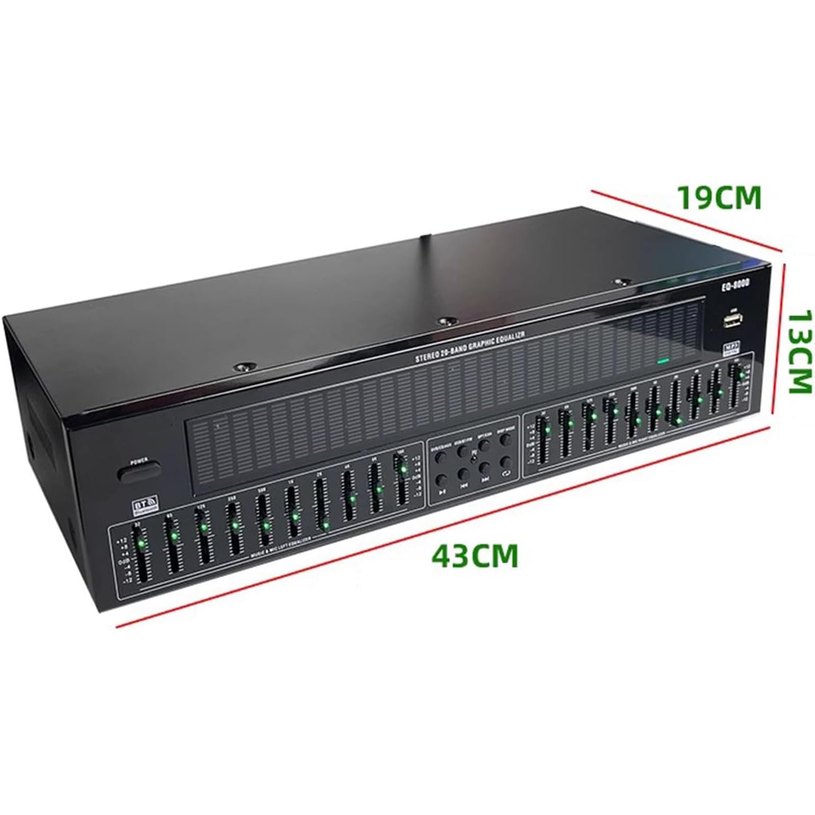 McbeAn Digitaler Equalizer, Audio-Stereo-Grafik-EQ, LED-Musikspektrumanalysator, 12 Rhythmusmuster, 31 Segmente Dynamisches Spektrum, Zwei 10 Segmente Unabhängiger Abstimmung, Für Aufnahmestudio