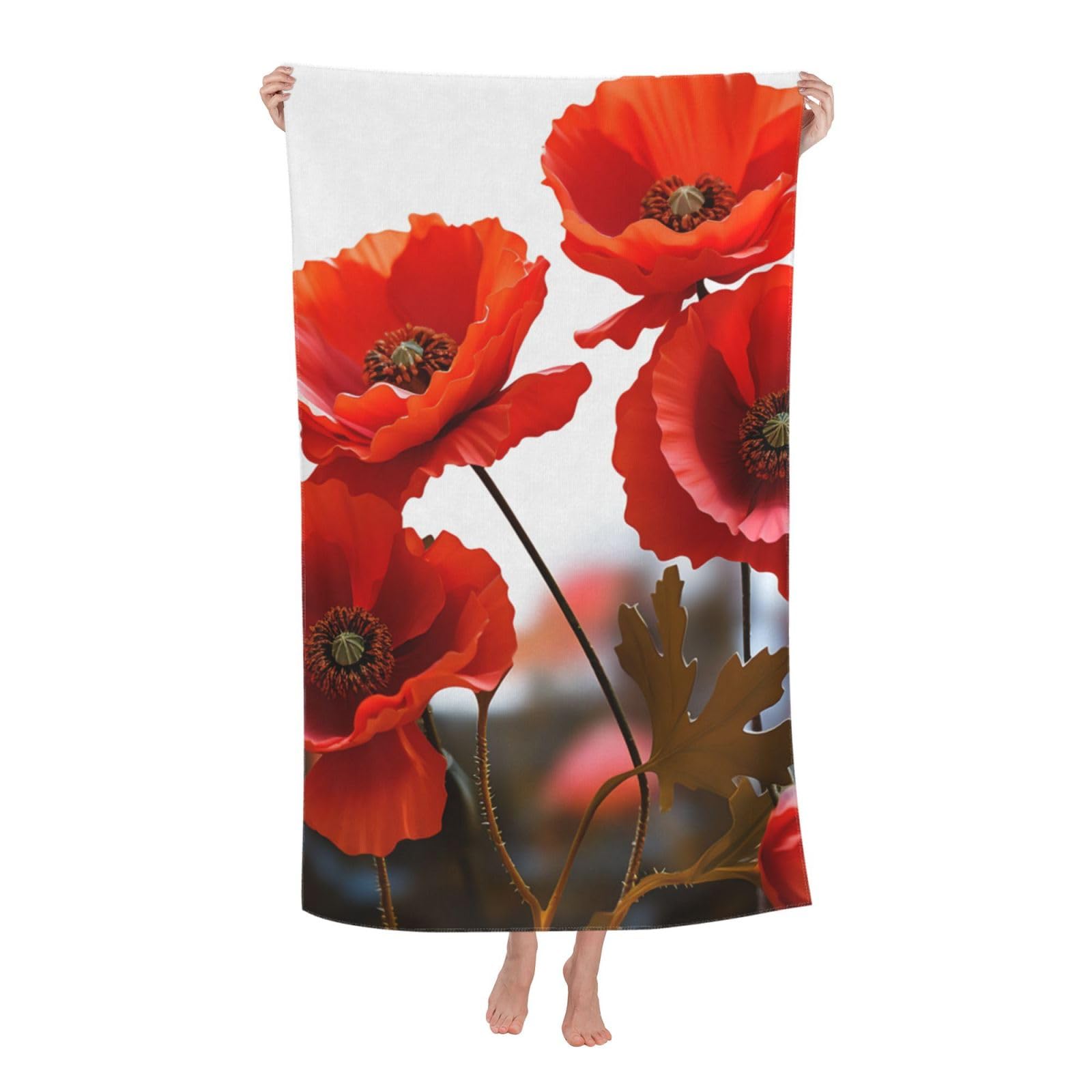 FodPand Flowers Vivid Petals Beach Towel Oversized 52 x 32 in Sand Free Pool Swim Towels for Adult Travel Blanket Lightweight Quick Dry Absorbent Bath Towels Cruise Vacation Accessories