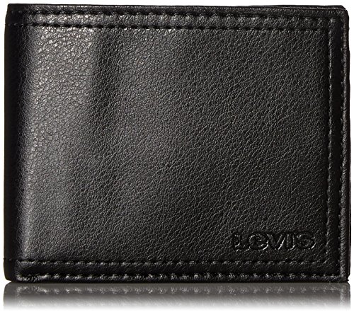 Levi's MensRfid - Billetera plegable con ventana de identificación y tarjetero Negro 1 talla única