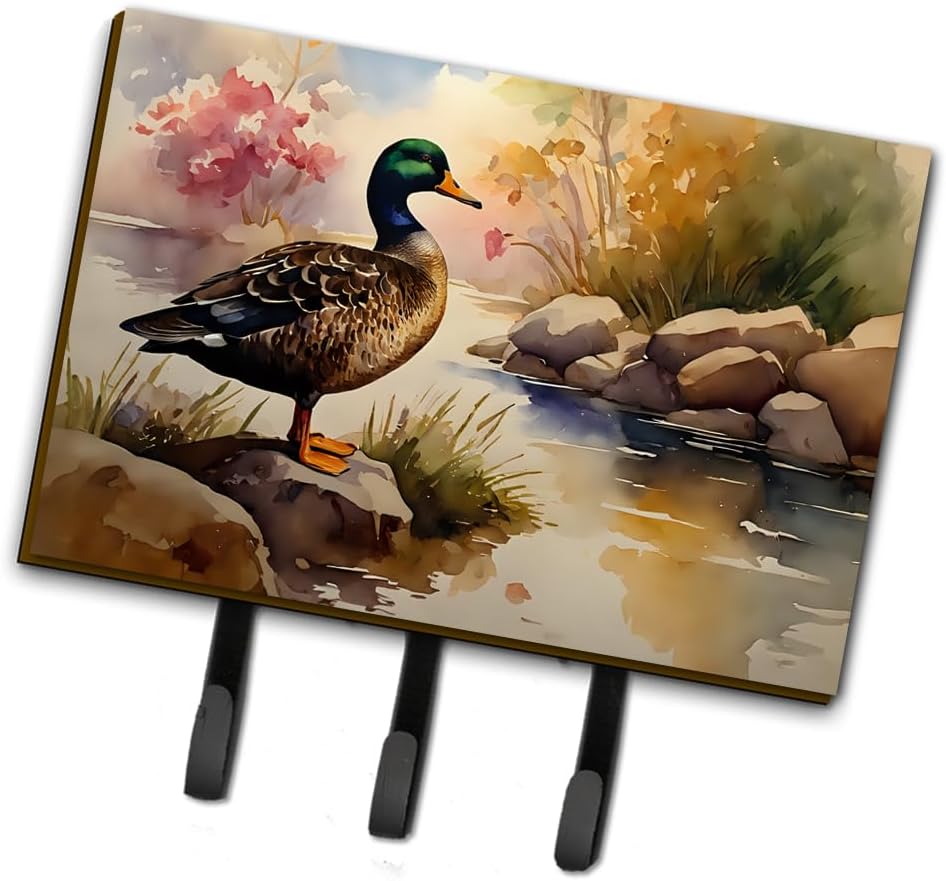 Caroline's Treasures American Black Duck Leash or Key Holder Wall Hooks, Key Hooks Holder, Coat Rack Wall Mount, Coat Hooks, Hooks for Hanging Keys, Towels, Aprons, Leashes