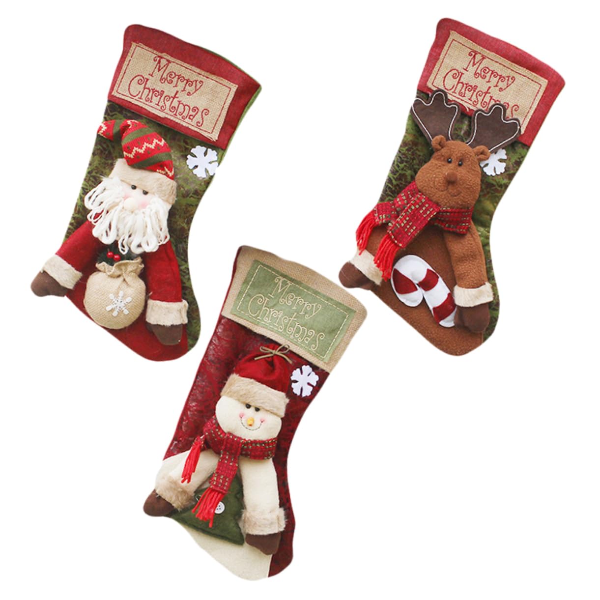 Chaussettes de Noël à bonbons décoration de fête originale en tissu lot de 3 pièces