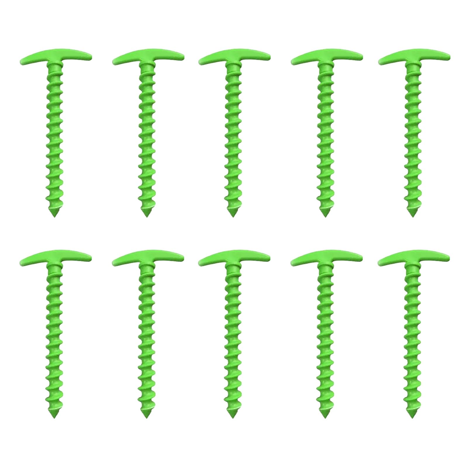 matumou 10Pcs Plastic Screw-in Tent Stake, Heavy Duty T-shaped Canopy Tent Peg, Windproof Spiral Ground Stake for Outdoor Camping Hiking