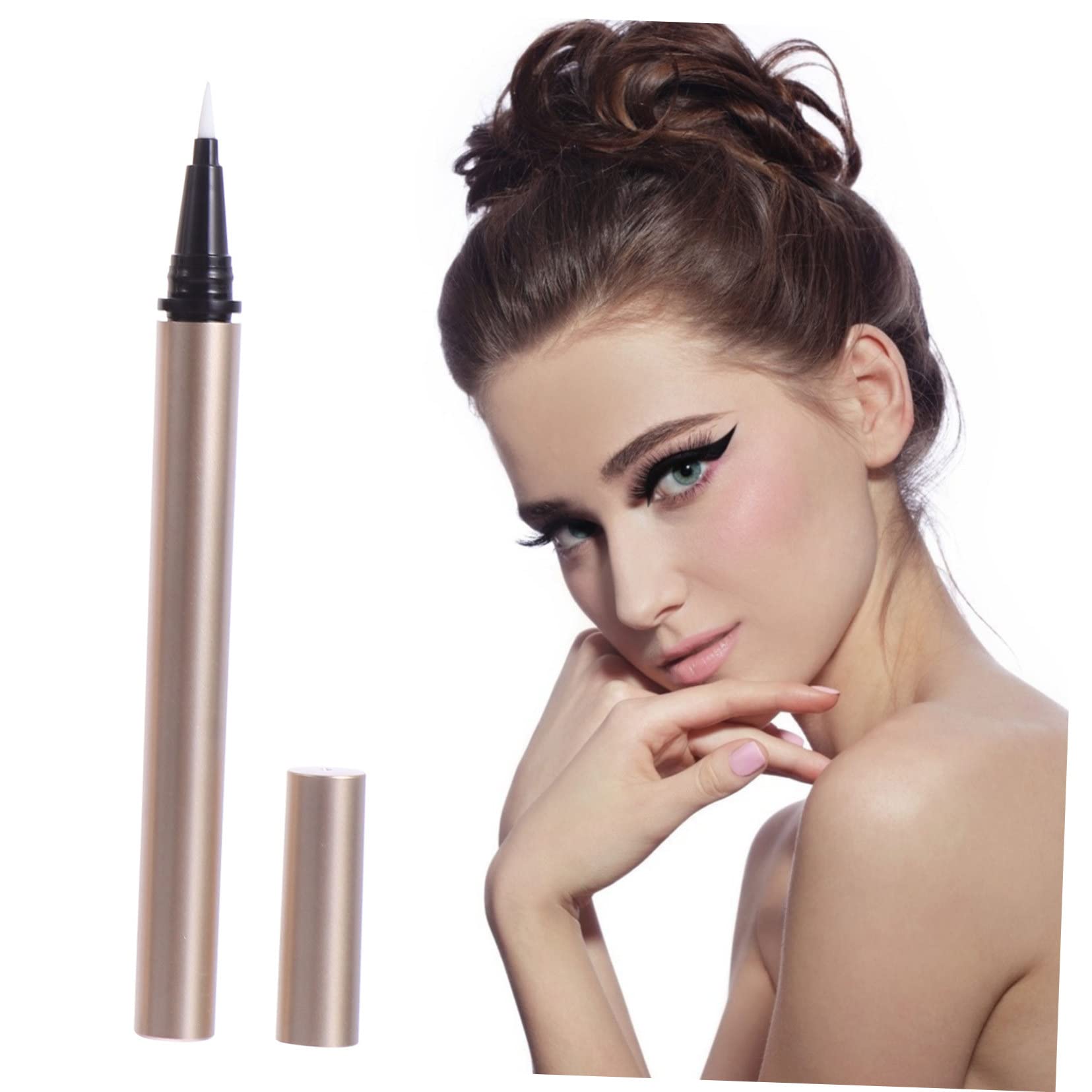 Veemoon 5 Pezzi Tubetto di Eyeliner Vuoto 1ml, Contenitore Ricaricabile in Plastico Oro, Leggero, per Saloni Cosmetici