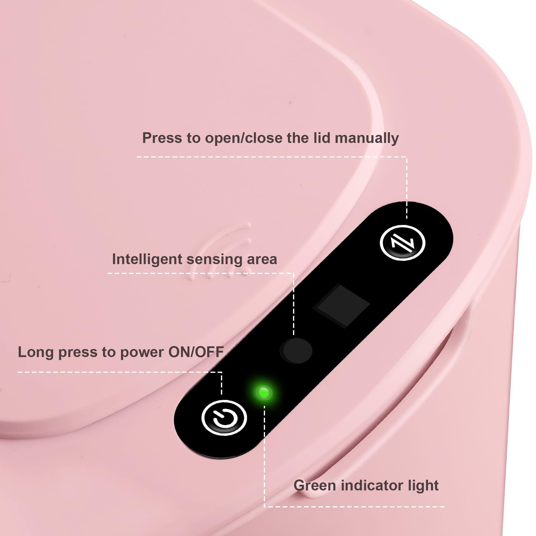 Cesun Pattumiera da bagno con sensore di movimento automatico con coperchio, 2,6 galloni Touchless, in plastica intelligente, sottile, piccolo cestino per WC, ufficio, camper, camera da letto,