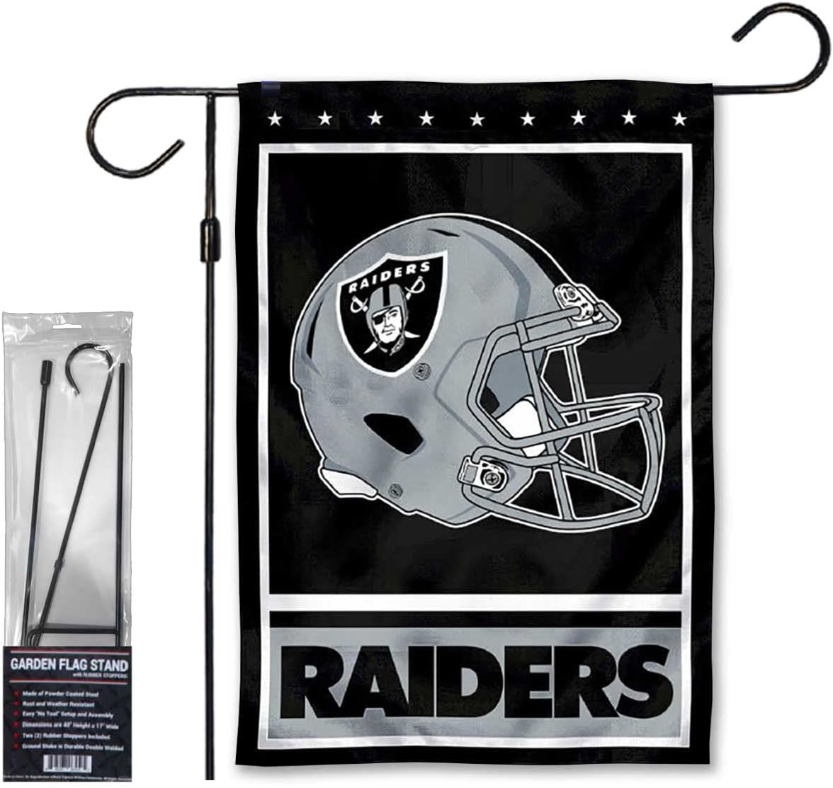 Raiders Helmet Garden Flag and Stand Pole Holder Mount