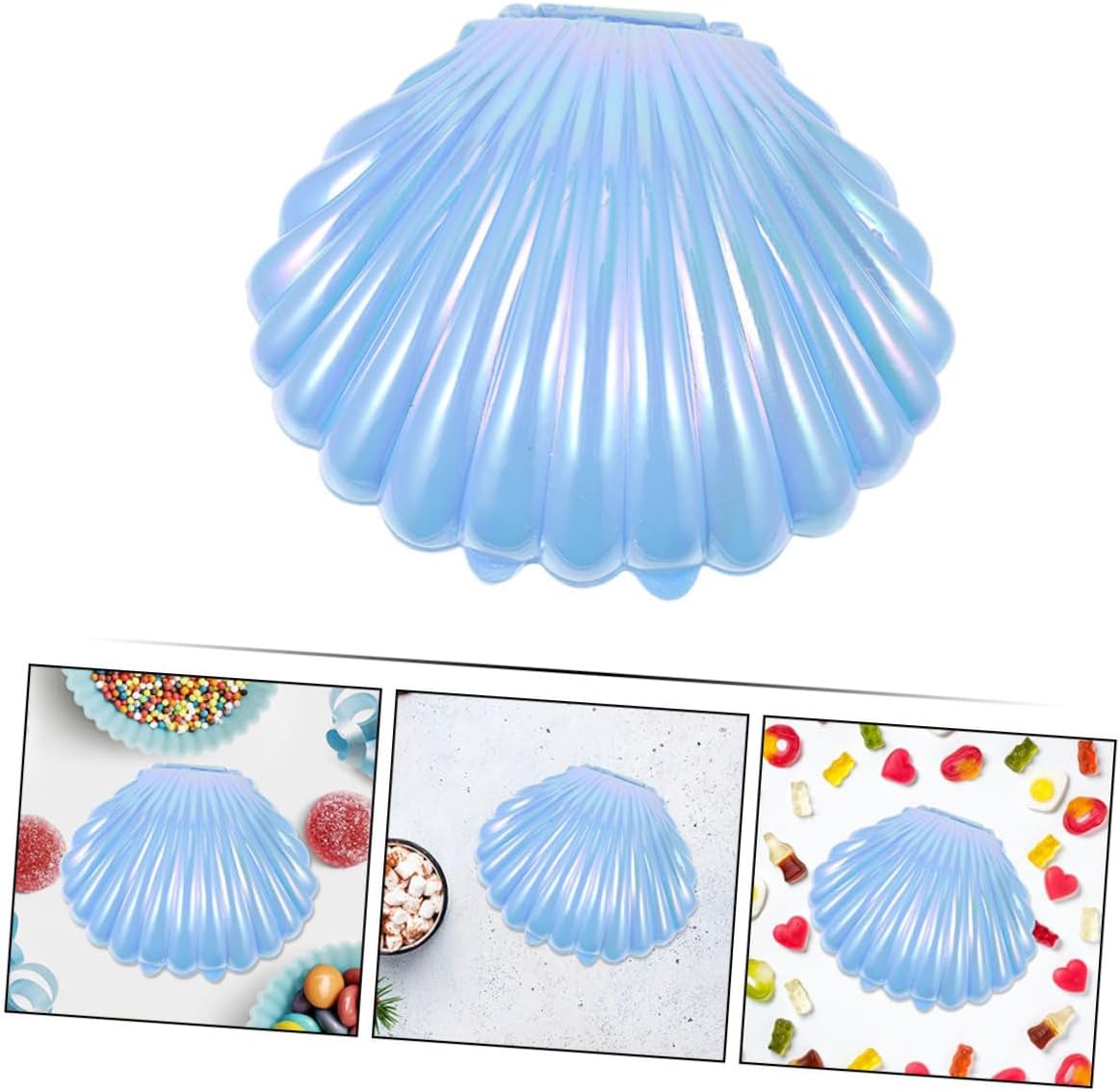 Wakauto 30Pcs Small Seashell Candy Boxes Pearl Blue Gift Containers for Wedding Party Favor Versatile Jewelry Storage and Chocolate Treat Holders Bulk