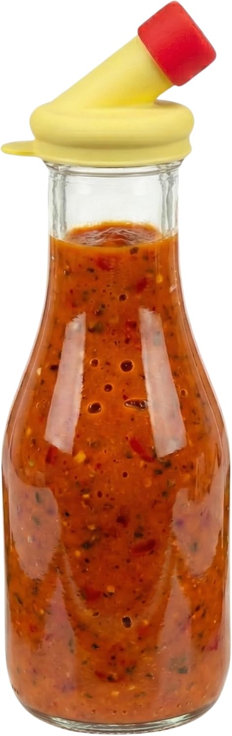 kitchentoolz 32oz Salad Dressing Shaker Bottle – Tall Glass Bottle Salad Dressing Dispenser Container with Tamper-Proof Lid – Ideal for Marinades and Sauces – 1 Pack