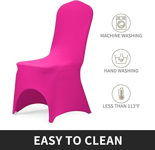 Miniatura 3 de Peomeise Funda elástica de elastano para silla de boda, fiesta, comedor, banquete, evento con respaldo abierto (fucsia, 12 unidades)