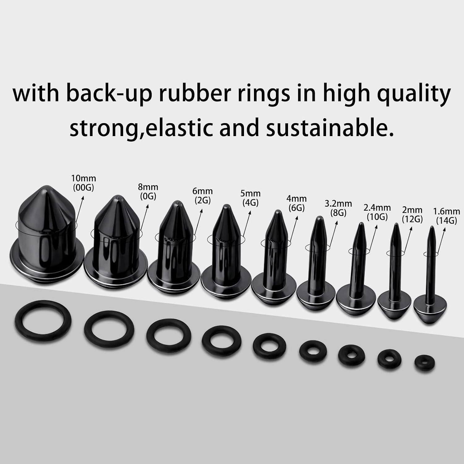 Stuppendux 9Pairs Stainless Steel Stretching Kit Ear Plugs Expander Single Flat Body Piercing Jewelry Set 14G-00G 1.6mm-10mm