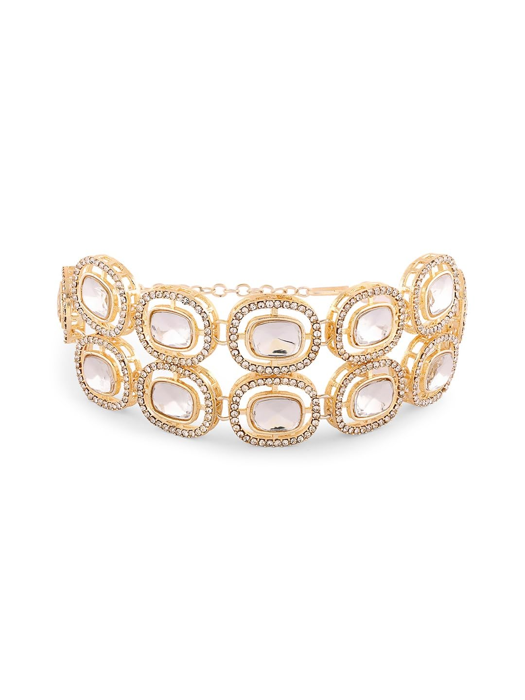 ZAVERI PEARLS Gold Tone Double Layered Austrian Diamonds & Artificial Stones Embellished Ethnic Bracelet For Women-ZPFK18426 (B0DBQZ1BVQ) Amazon Price History, Amazon Price Tracker