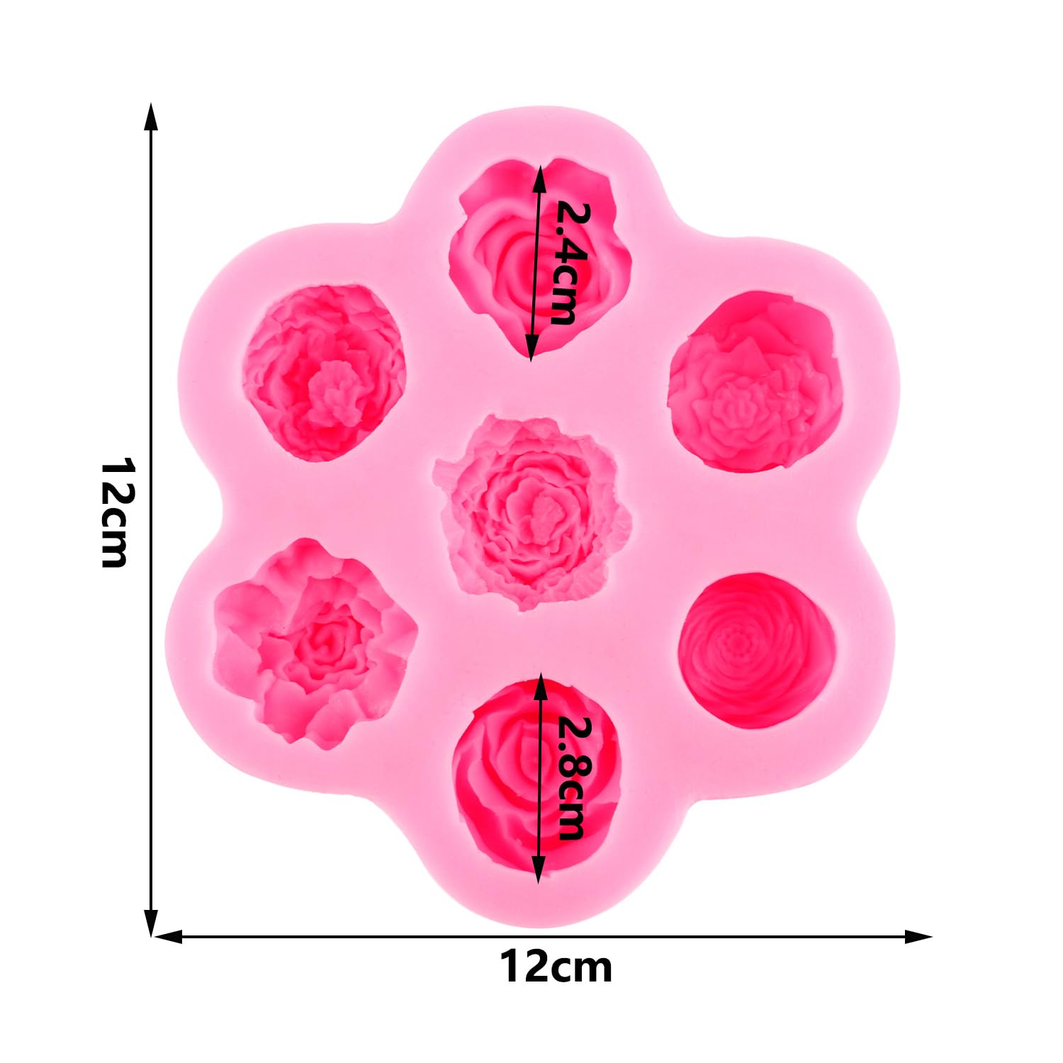 ZiXiang Moldes de silicona con diseño de rosas y flores de peonía, fondant, chocolate, para decoración de pasteles, cupcakes, pasta de goma, caramelo, arcilla polimérica, juego de 1