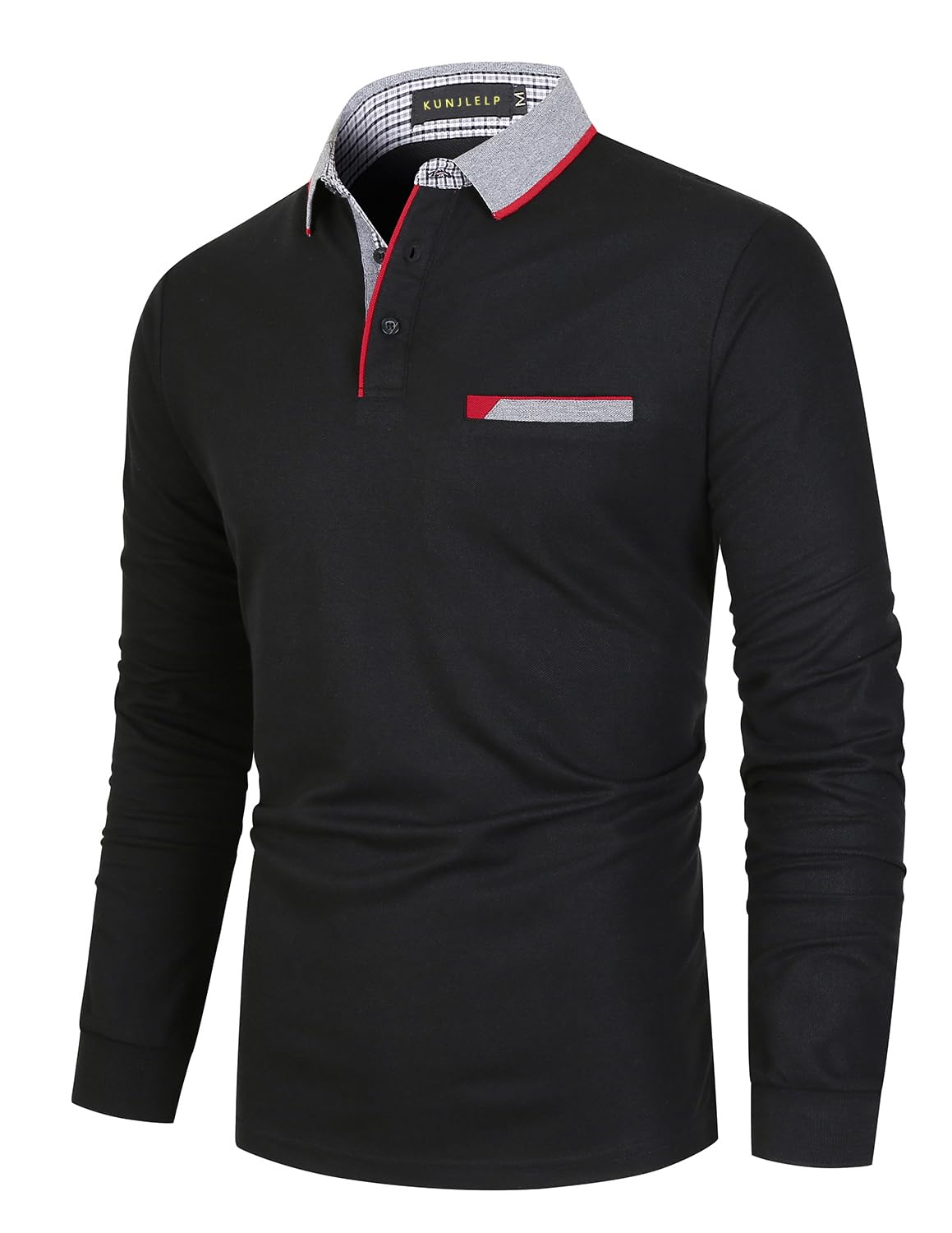 KUNJLELP Polo Camicia Uomo Manica Lunga Maglietta con Colletto in Denim Casuale Cotton Inverno Golf T-Shirt