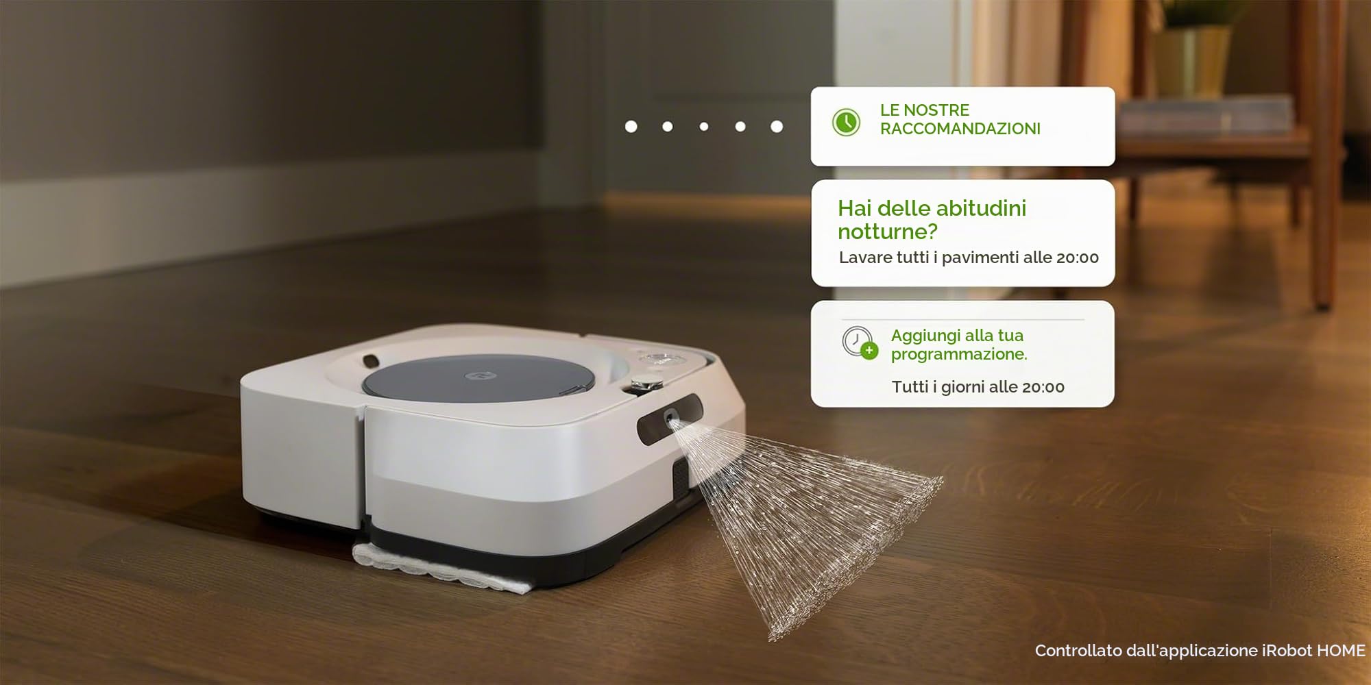 iRobot Braava Jet m6-138, Lavapavimenti, Precision Jet Spray, Nebulizzatore di Getto a Pressione per il Lavaggio, WiFi, 100 W, 0.15 L, Bianco