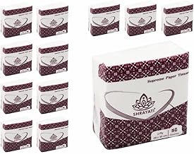 Shrayati Tissue Papers - 2 Ply, 29 x 30 cm, Pack of 12, Super Soft and Highly Absorbent Tissue Paper Napkins, 50 pcs per pack, 100% Biodegradable, Skin-Friendly Tissue Box