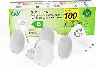 GY Bombilla LED GU10 6.5W (Eq. 100W) 1025LM 4000K Blanco Neutro, No Regulable, 110 Grados Ángulo de haz - Bombillas GU10 LED Pack de 5