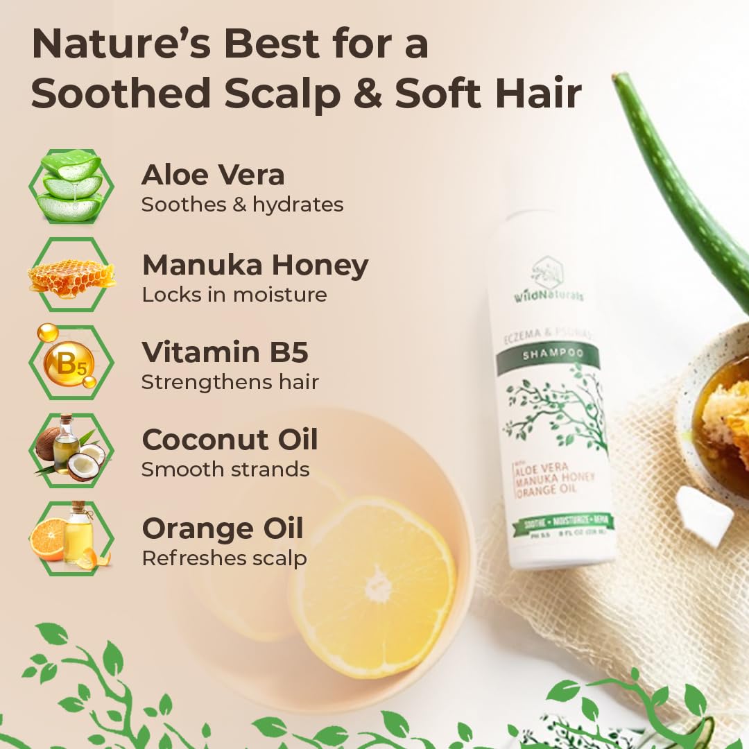 Wild Naturals Eczema & Psoriasis Shampoo – Anti-Dandruff Relief for Dry, Itchy Scalp – Hypoallergenic, Fragrance-Free Formula for Sensitive Scalp - Image 2