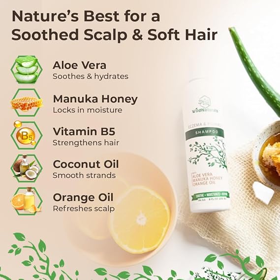 Wild Naturals Eczema & Psoriasis Shampoo Anti-Dandruff Relief for Dry, Itchy Scalp Hypoallergenic, Fragrance-Free Formula for Sensitive Scalp