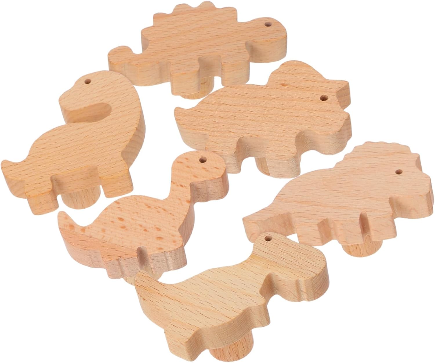 Levemolo 6 Pack Wooden Dinosaur Drawer Knobs for Kids Cabinets