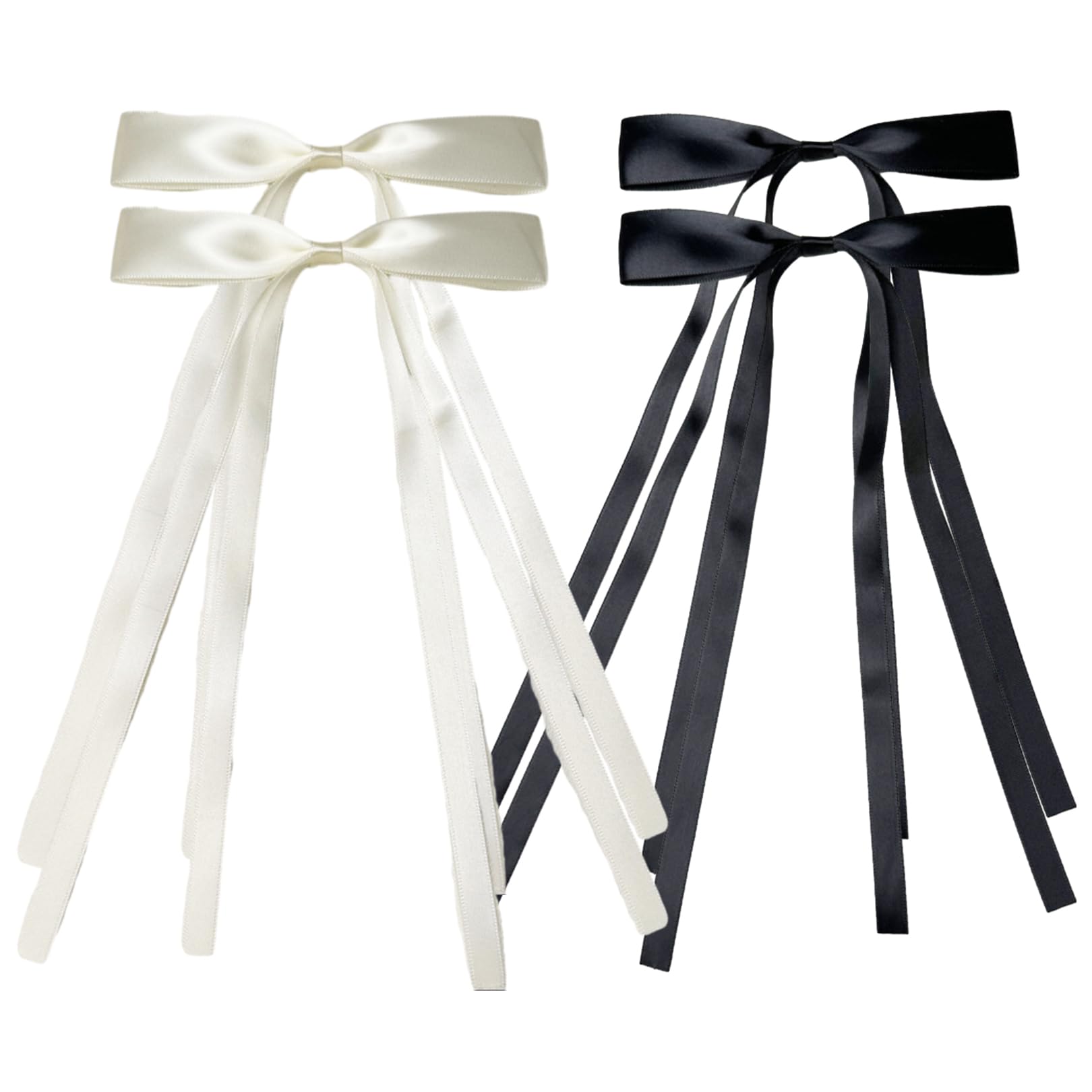 4 Spitzen-Haarschleifen In Schwarz & Weiß – Elegante Haaraccessoires Für Hochzeit & Party