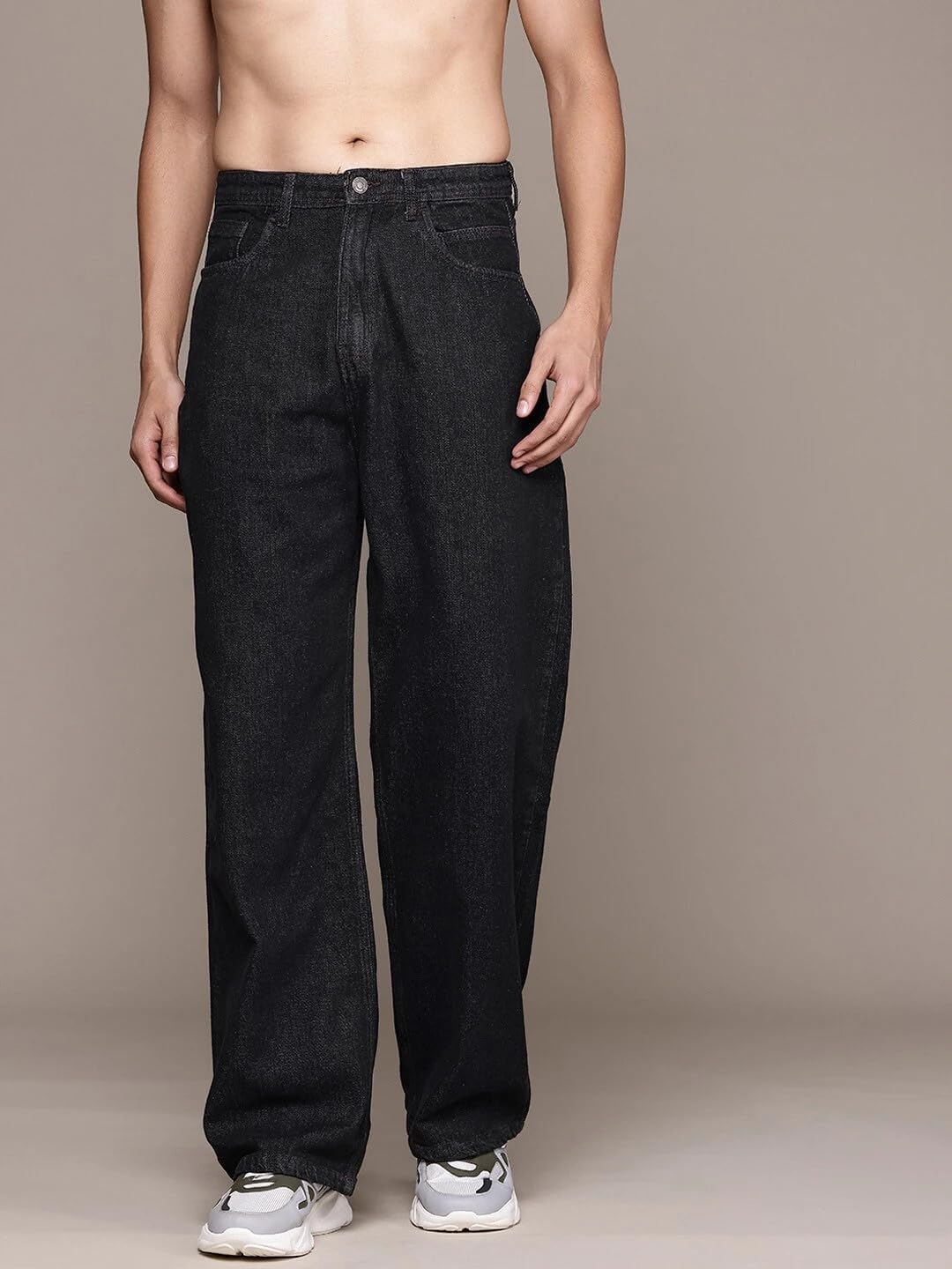 Loose Fit Mid Rise Dark Grey Men Denim Jeans (LVR-05-103)-picture-43