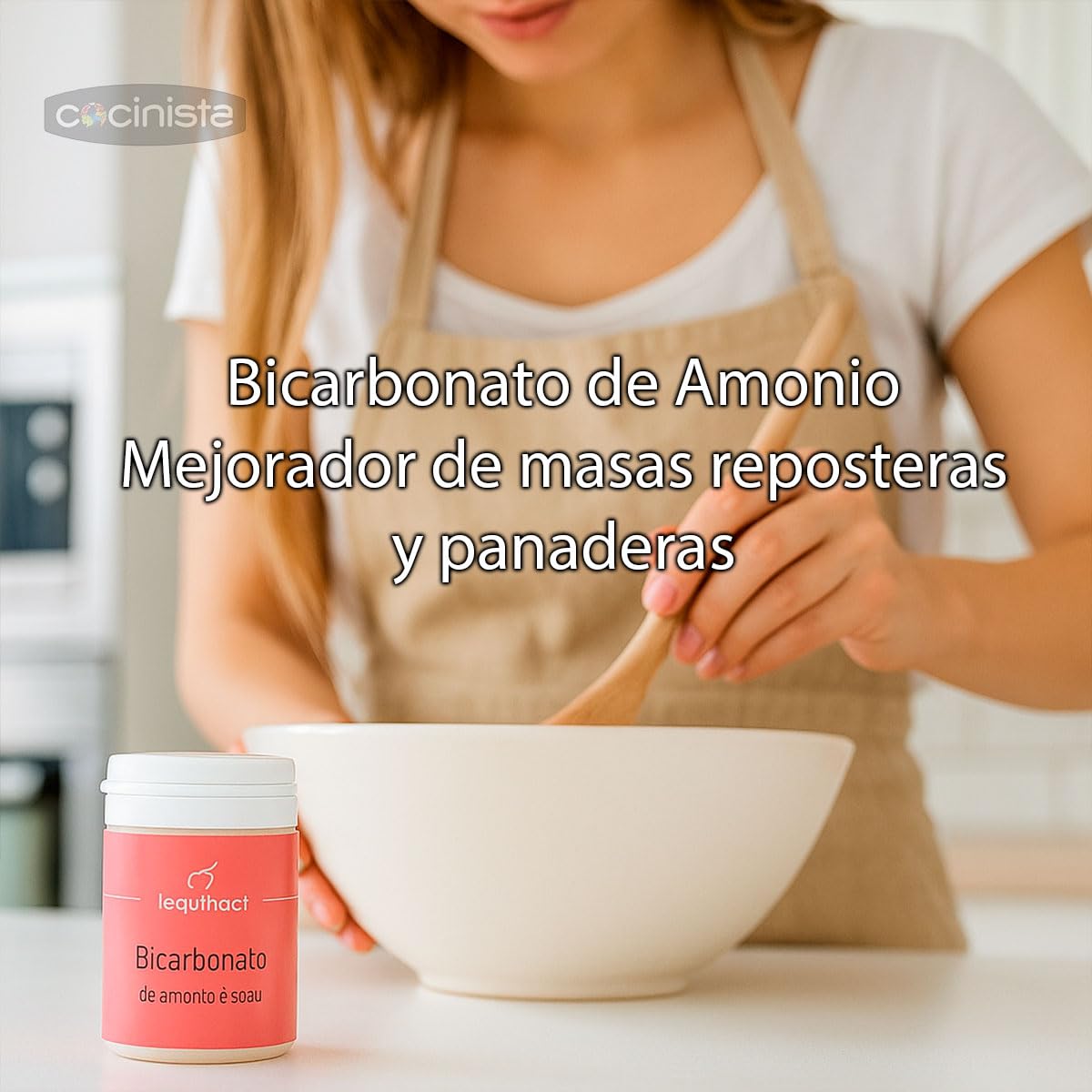 Bicarbonato de amonio 80 g para repostería y panadería Gasificante tradicional para galletas crujientes y masas ligeras Mejorador de masas sin gluten en bote hermético