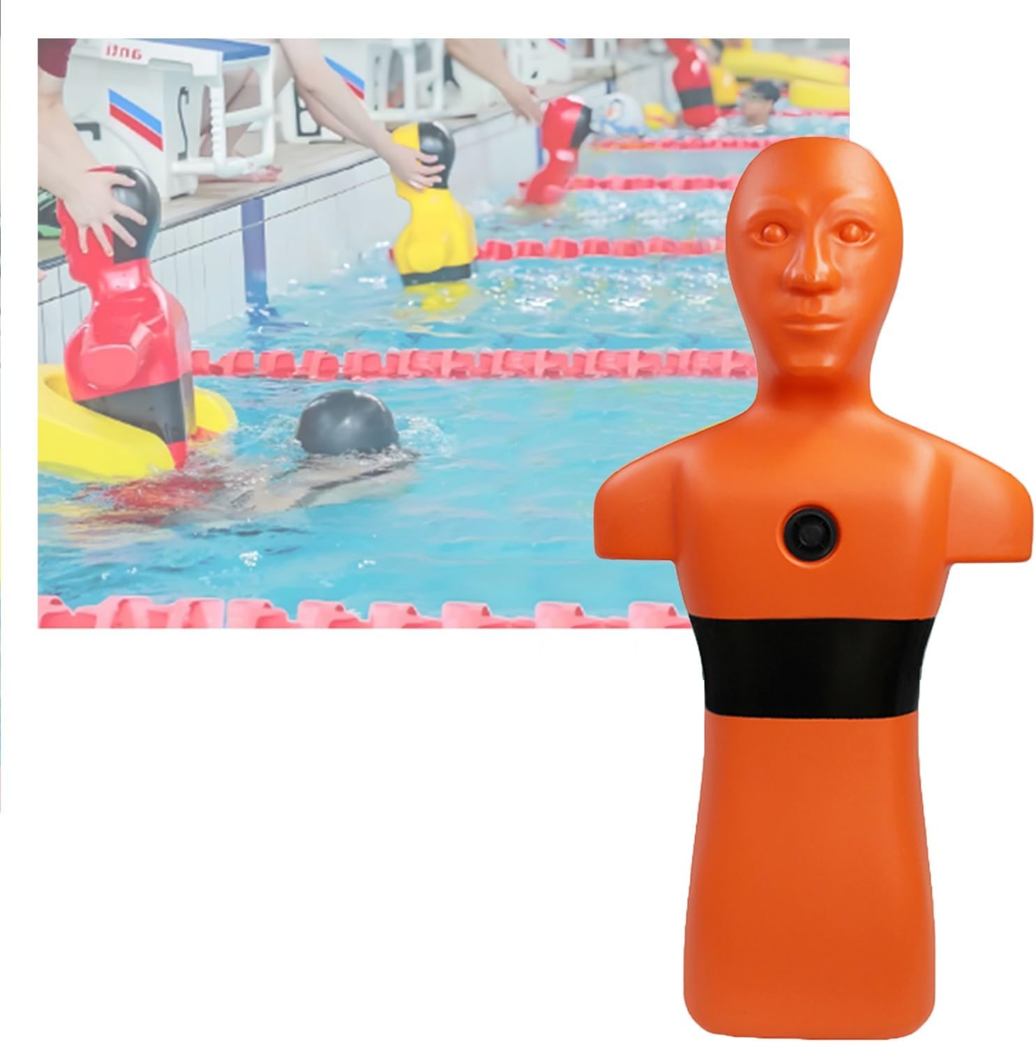 Drowning Prevention Teaching Tools,Fire Training Drill Model,PE Plastic Pool Lifesaving Model with 3 Inlet Holes,Rapid Drainage(Yellow)